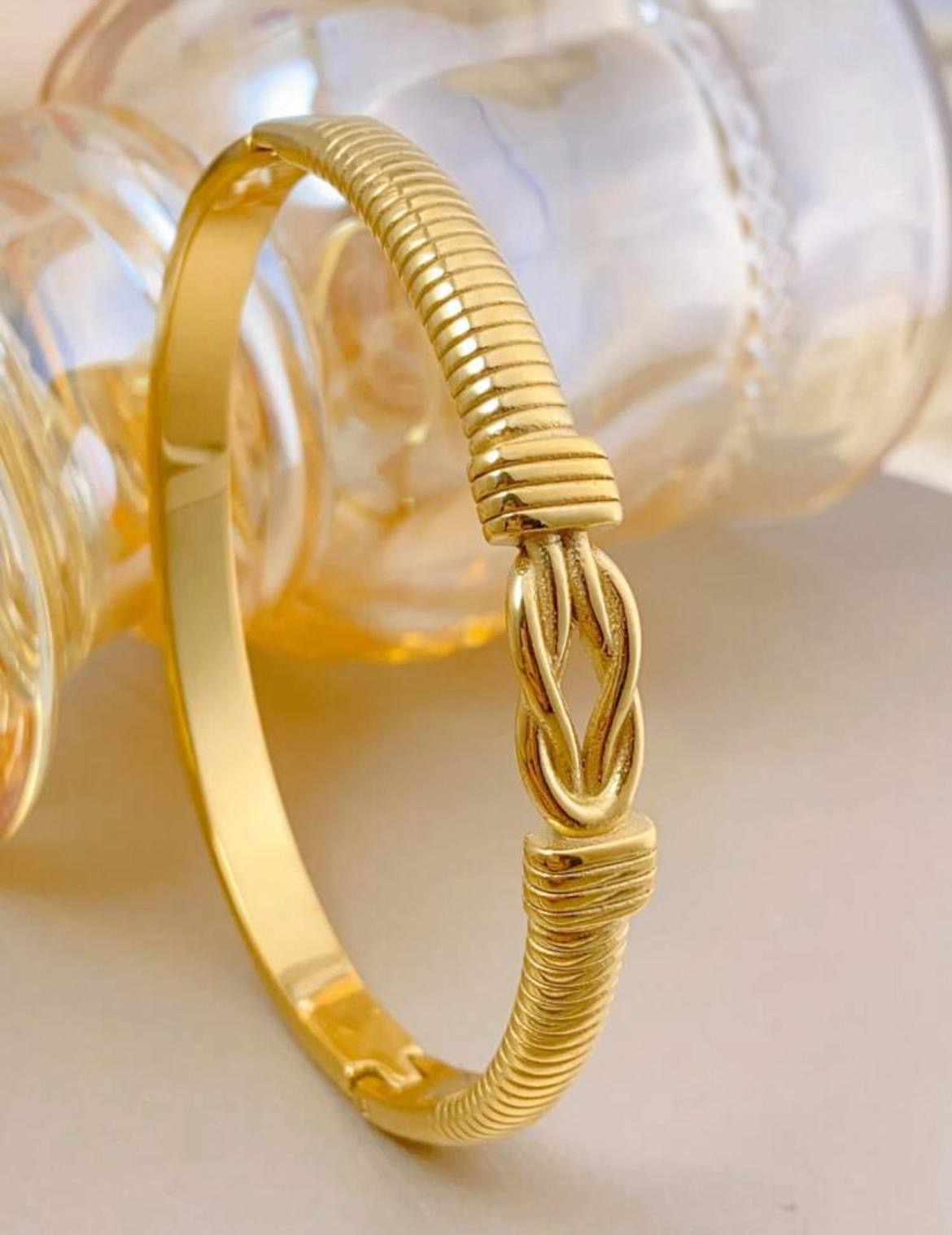 Classic Stainless Steel Metal Knot Bangles for Women Fashion Brand Jewelry Twist Bracelets Gift Accessories