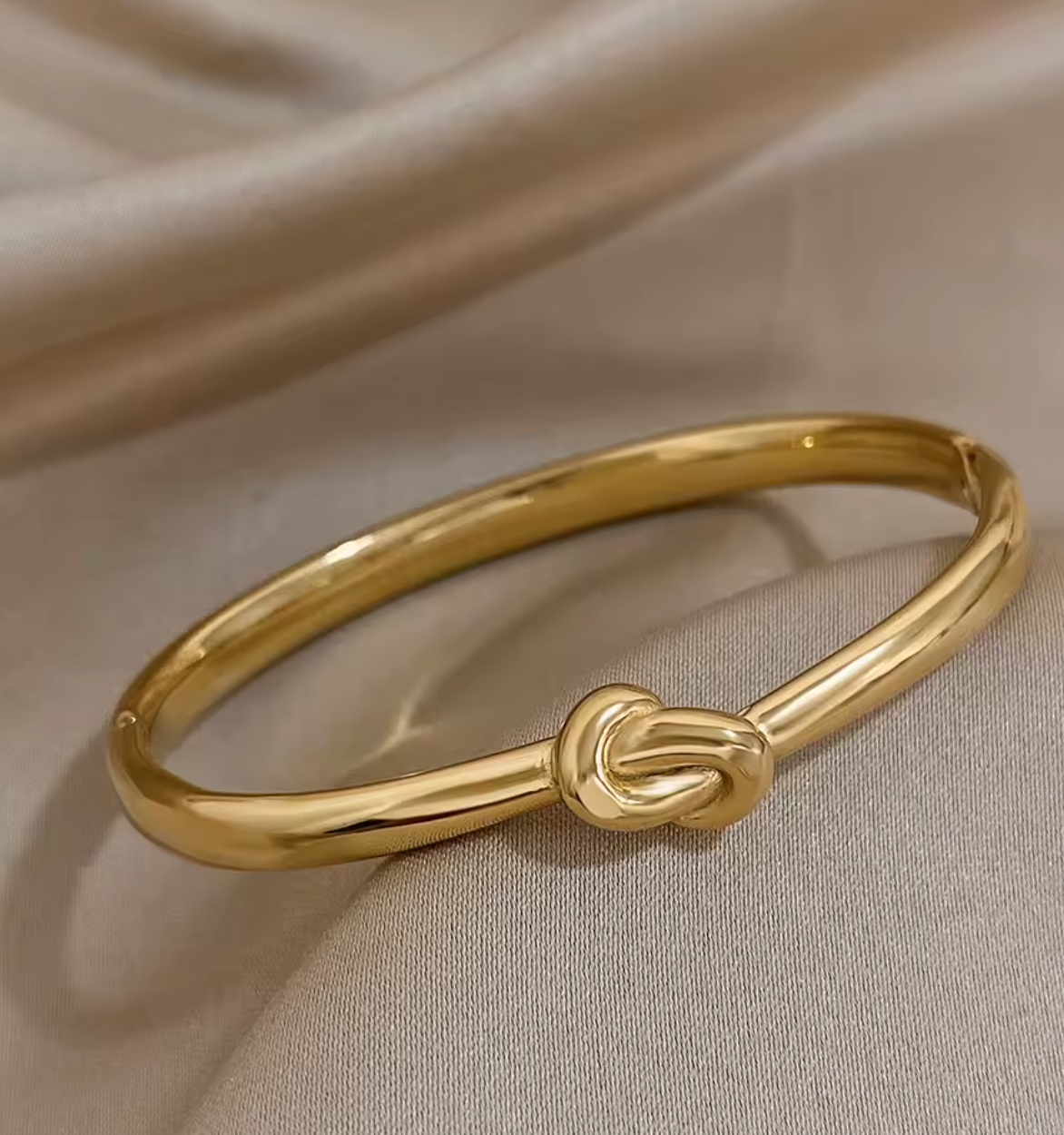 Minimalist 18K Gold Plated Stainless Steel Bangle Bracelet for Women Glossy Fashion Knot Stacked Bracelets Waterproof Jewelry