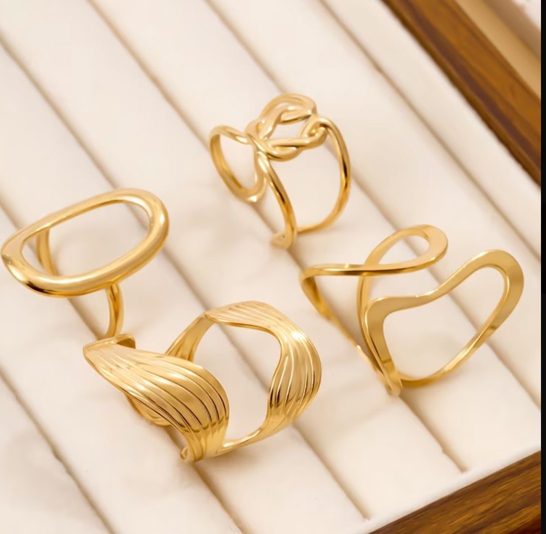 Stainless Steel Irregular Wave Rings for Women