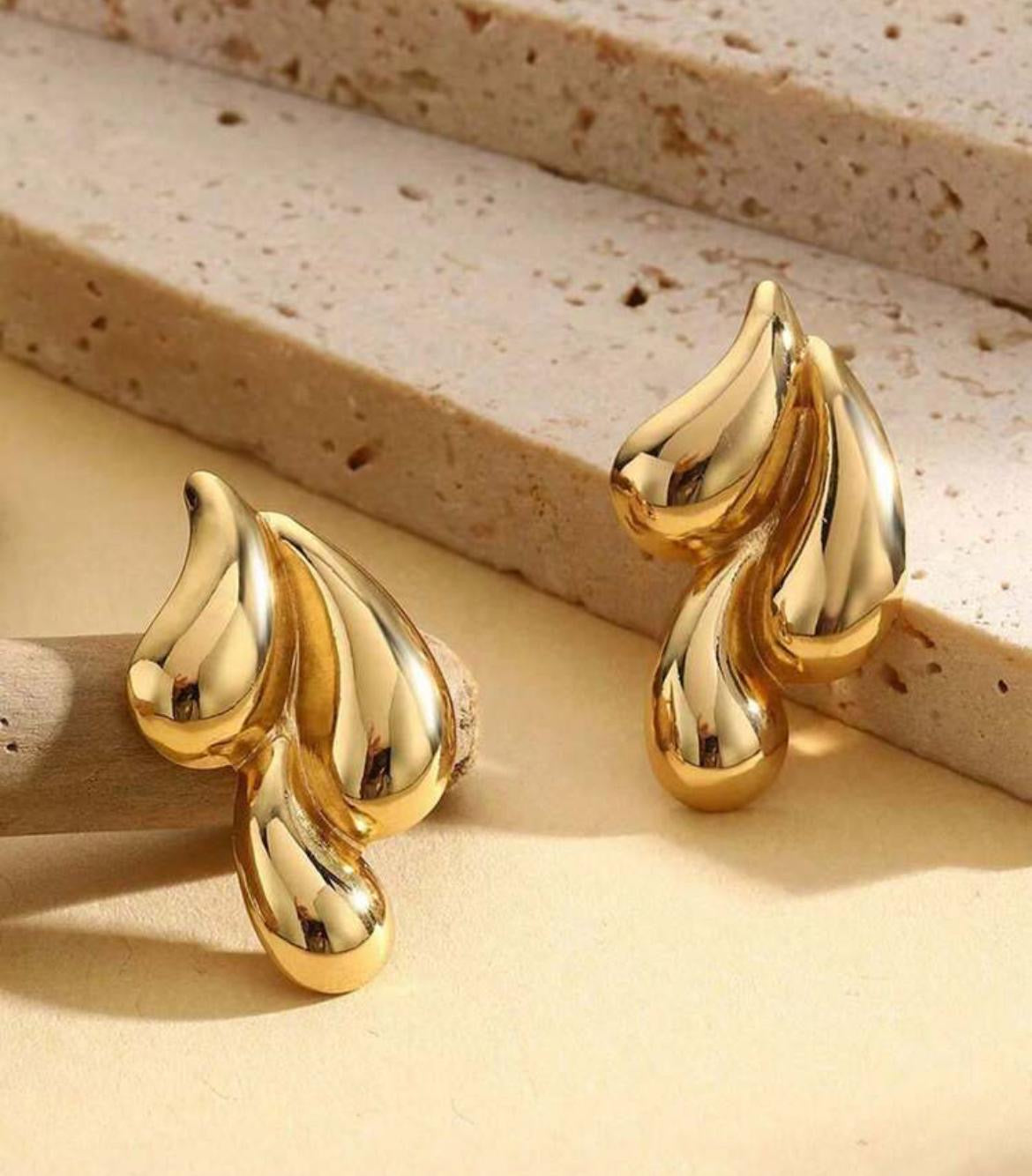 Three-layers Teardrops Small Stud Earrings for Women Gold Color Silver Color Metal Water Drop Stylish