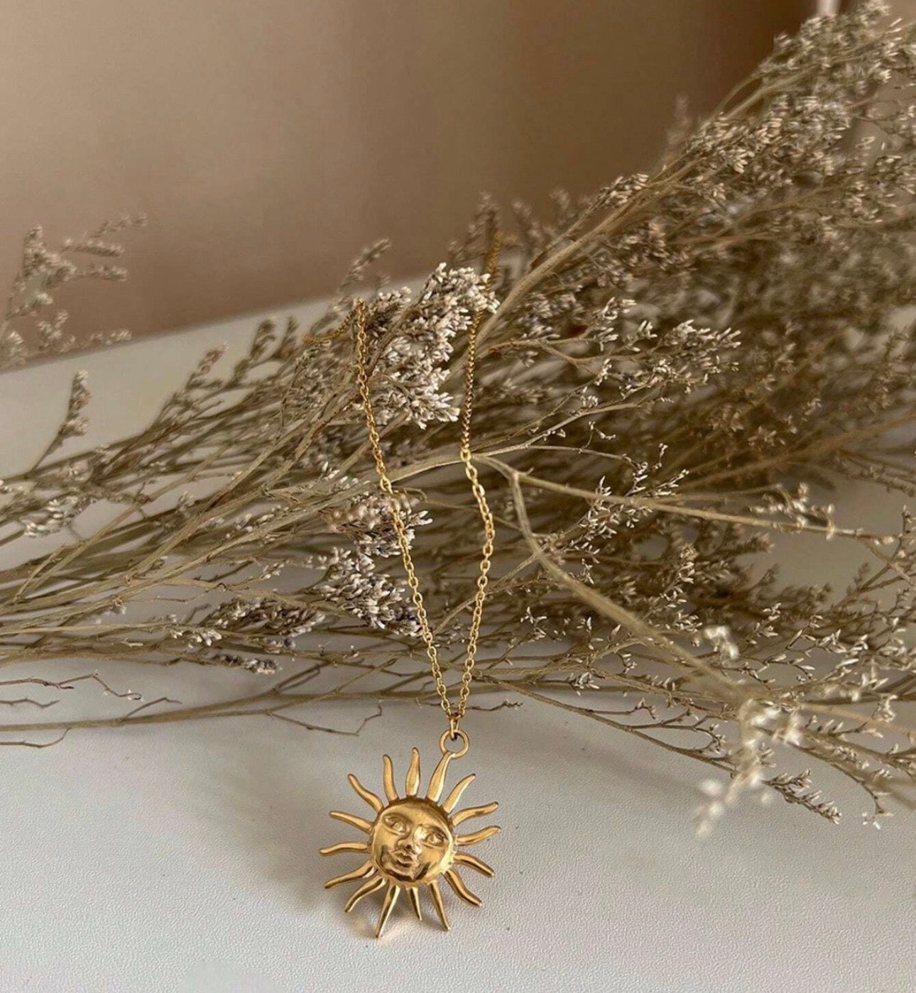 Stainless Steel sun pendant necklace