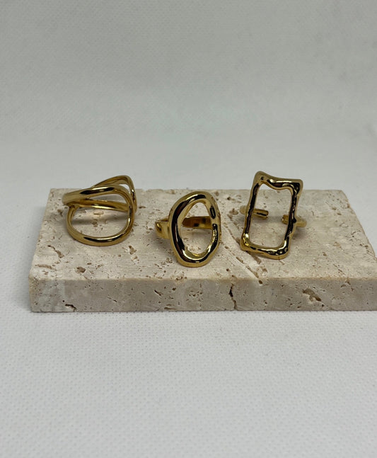 ✨ Abstract Gold Ring Set (3 pcs)