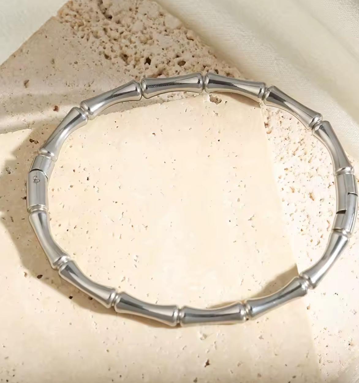 1pc Classic Stainless Steel Stackable Bamboo Design Bracelet For Women