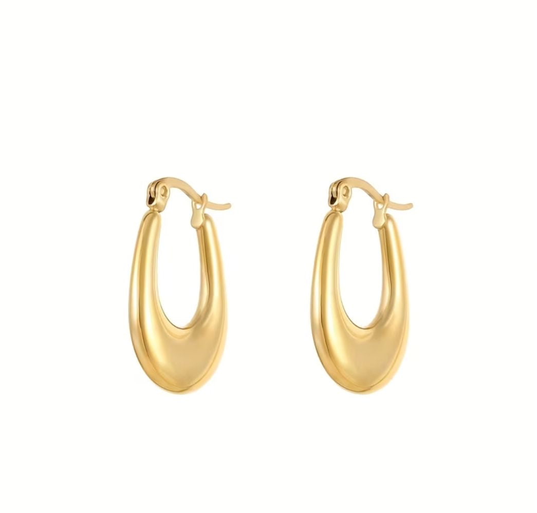 Stainless Steel Geometric Round Chunky Hoop Earrings for Women