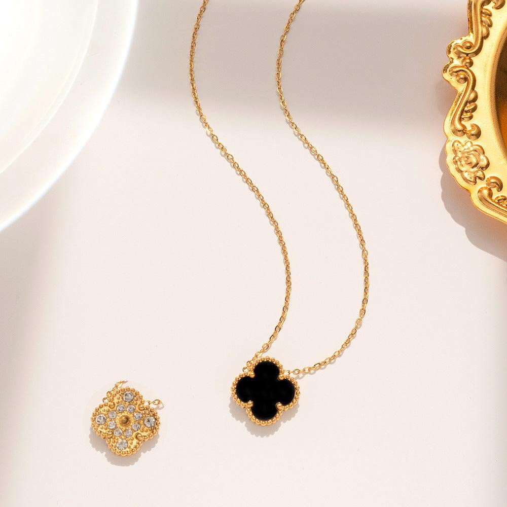 Stainless Steel 18K Gold Plated Clover Necklace
